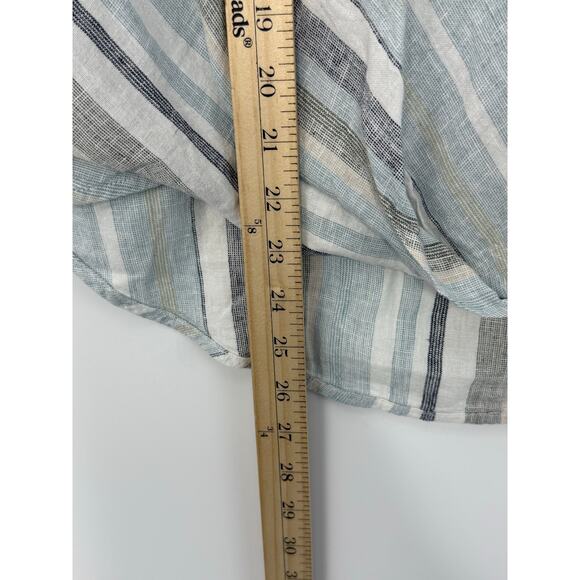 NEW Loft Outlet Blouse Women S Light Blue Striped Linen Blend Coastal Neutral - Picture 7 of 8